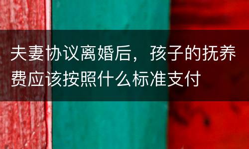 夫妻协议离婚后，孩子的抚养费应该按照什么标准支付