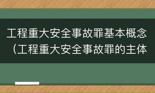 工程重大安全事故罪基本概念（工程重大安全事故罪的主体是什么）