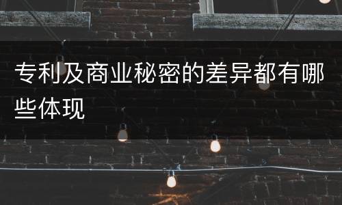 专利及商业秘密的差异都有哪些体现