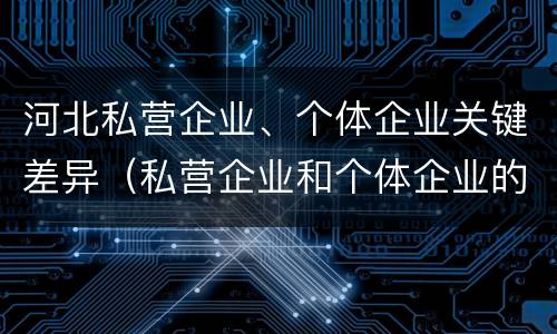 河北私营企业、个体企业关键差异（私营企业和个体企业的区别）
