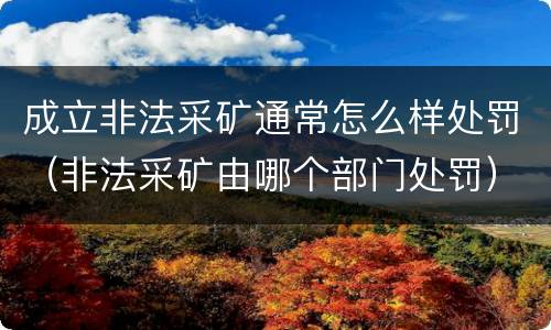 成立非法采矿通常怎么样处罚（非法采矿由哪个部门处罚）
