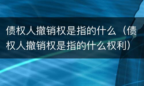 债权人撤销权是指的什么（债权人撤销权是指的什么权利）
