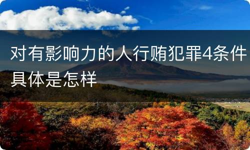 对有影响力的人行贿犯罪4条件具体是怎样
