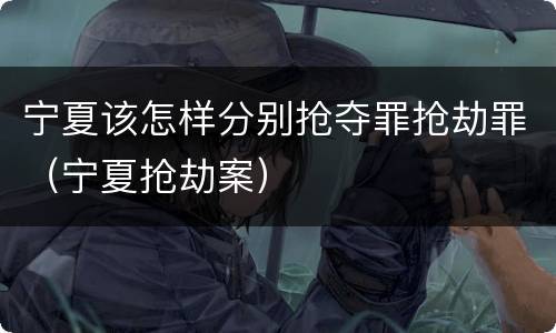 宁夏该怎样分别抢夺罪抢劫罪（宁夏抢劫案）