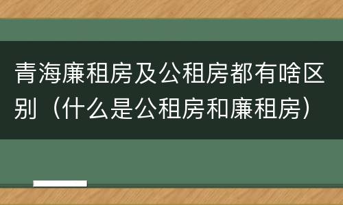 青海廉租房及公租房都有啥区别（什么是公租房和廉租房）