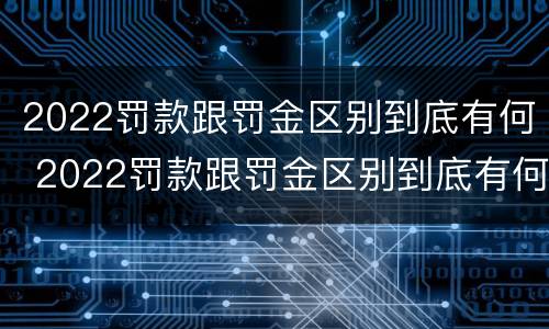 2022罚款跟罚金区别到底有何 2022罚款跟罚金区别到底有何关系