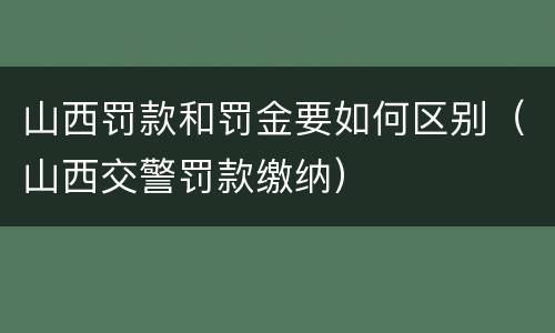 山西罚款和罚金要如何区别（山西交警罚款缴纳）