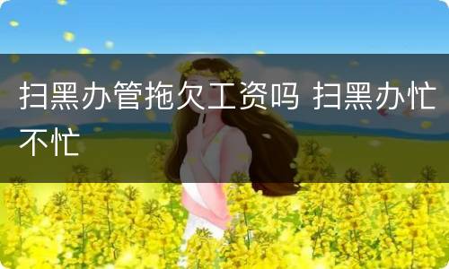 扫黑办管拖欠工资吗 扫黑办忙不忙