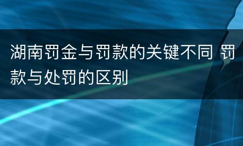 湖南罚金与罚款的关键不同 罚款与处罚的区别