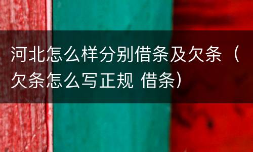 河北怎么样分别借条及欠条（欠条怎么写正规 借条）