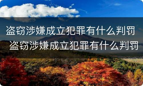 盗窃涉嫌成立犯罪有什么判罚 盗窃涉嫌成立犯罪有什么判罚吗