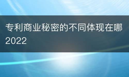 专利商业秘密的不同体现在哪2022