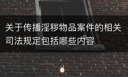 关于传播淫秽物品案件的相关司法规定包括哪些内容