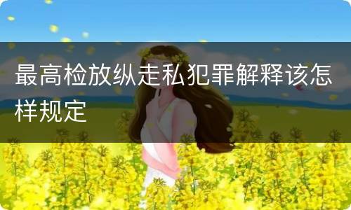 最高检放纵走私犯罪解释该怎样规定