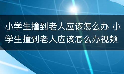 小学生撞到老人应该怎么办 小学生撞到老人应该怎么办视频
