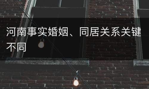 河南事实婚姻、同居关系关键不同