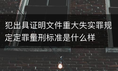 犯出具证明文件重大失实罪规定定罪量刑标准是什么样