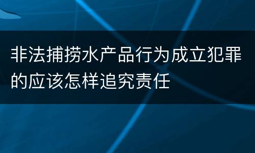 非法捕捞水产品行为成立犯罪的应该怎样追究责任