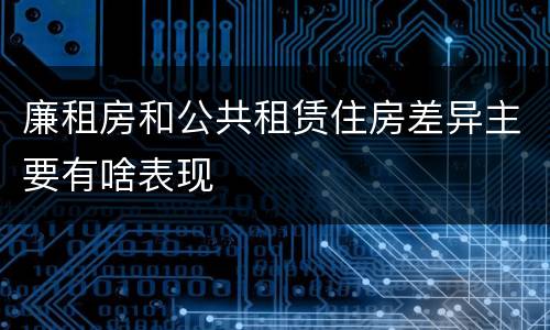 廉租房和公共租赁住房差异主要有啥表现