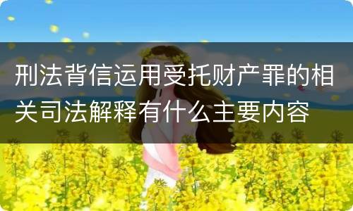 刑法背信运用受托财产罪的相关司法解释有什么主要内容