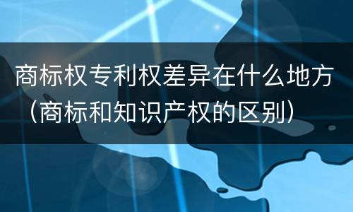 商标权专利权差异在什么地方（商标和知识产权的区别）