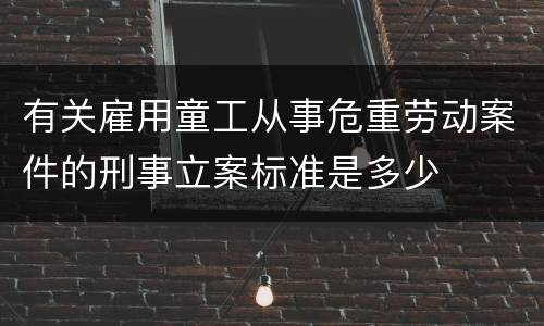 有关雇用童工从事危重劳动案件的刑事立案标准是多少