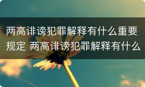 两高诽谤犯罪解释有什么重要规定 两高诽谤犯罪解释有什么重要规定嘛