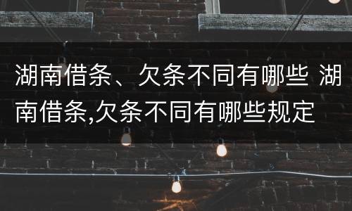 湖南借条、欠条不同有哪些 湖南借条,欠条不同有哪些规定