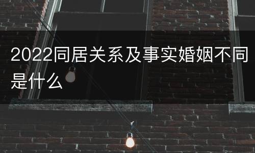 2022同居关系及事实婚姻不同是什么