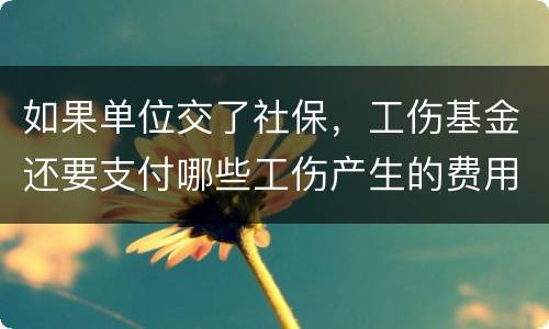 如果单位交了社保，工伤基金还要支付哪些工伤产生的费用
