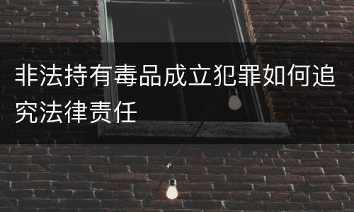 非法持有毒品成立犯罪如何追究法律责任