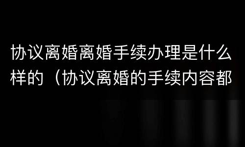 协议离婚离婚手续办理是什么样的（协议离婚的手续内容都有哪些?）