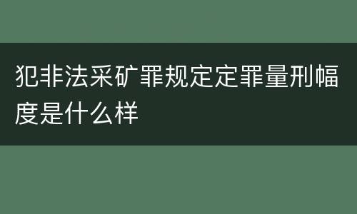 犯非法采矿罪规定定罪量刑幅度是什么样