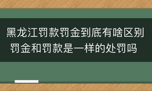 黑龙江罚款罚金到底有啥区别 罚金和罚款是一样的处罚吗