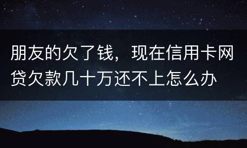 朋友的欠了钱，现在信用卡网贷欠款几十万还不上怎么办