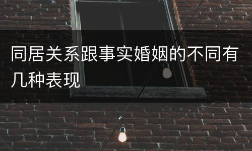 同居关系跟事实婚姻的不同有几种表现