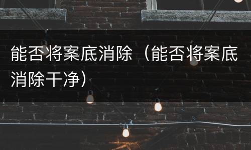 能否将案底消除（能否将案底消除干净）