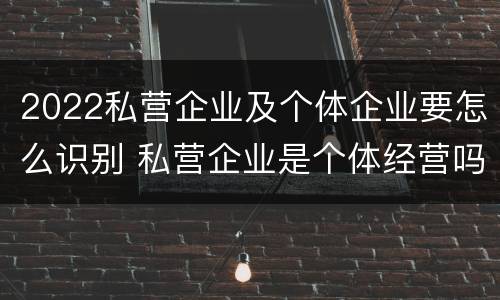 2022私营企业及个体企业要怎么识别 私营企业是个体经营吗