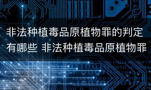 非法种植毒品原植物罪的判定有哪些 非法种植毒品原植物罪的判定有哪些条件