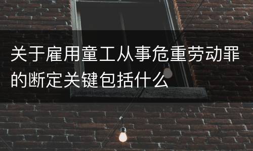 关于雇用童工从事危重劳动罪的断定关键包括什么