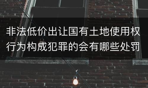 非法低价出让国有土地使用权行为构成犯罪的会有哪些处罚