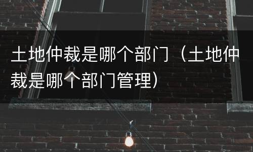 土地仲裁是哪个部门（土地仲裁是哪个部门管理）