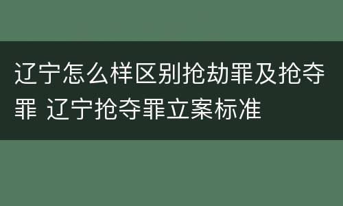 辽宁怎么样区别抢劫罪及抢夺罪 辽宁抢夺罪立案标准