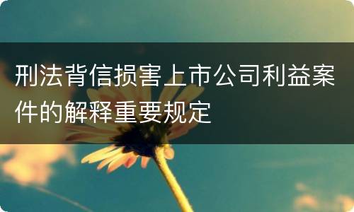 刑法背信损害上市公司利益案件的解释重要规定