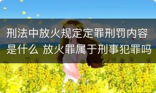 刑法中放火规定定罪刑罚内容是什么 放火罪属于刑事犯罪吗