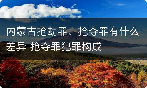 内蒙古抢劫罪、抢夺罪有什么差异 抢夺罪犯罪构成
