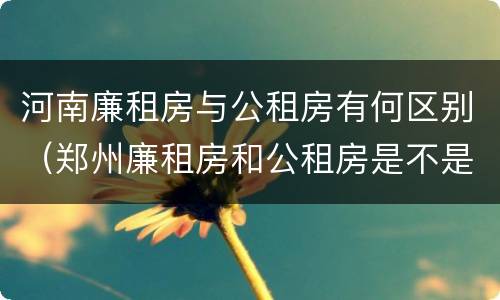 河南廉租房与公租房有何区别（郑州廉租房和公租房是不是一样）