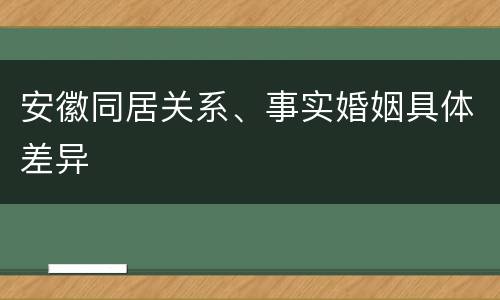 安徽同居关系、事实婚姻具体差异