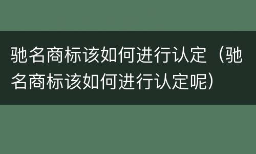 驰名商标该如何进行认定（驰名商标该如何进行认定呢）