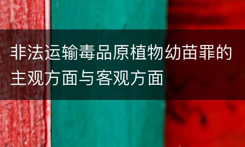 非法运输毒品原植物幼苗罪的主观方面与客观方面